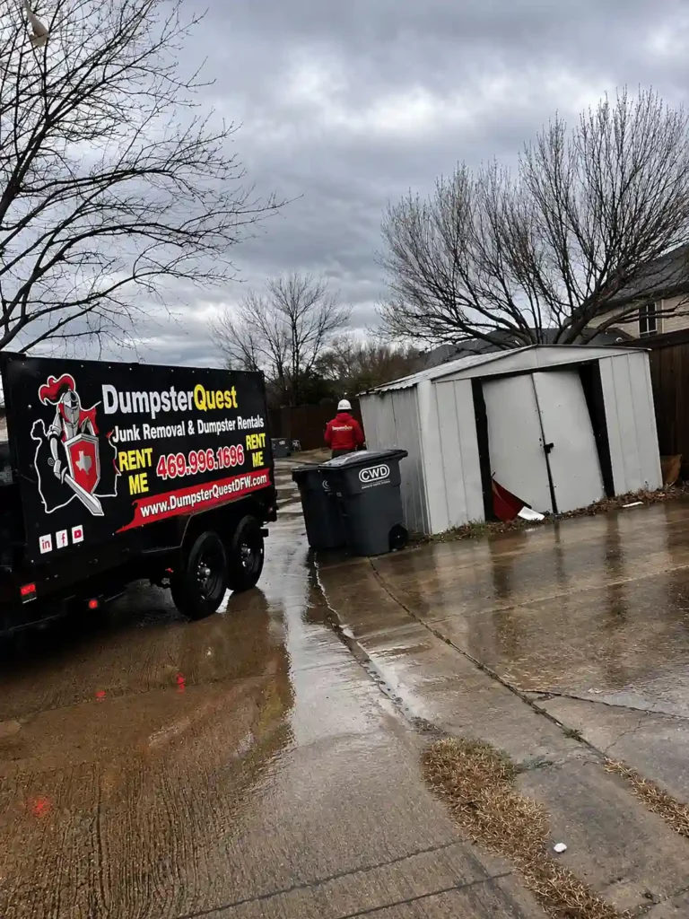 yard waste dumpster being used for landscaping debris removal