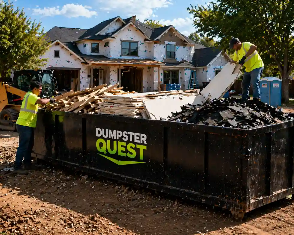 construction dumpster rental showing materials affecting cost