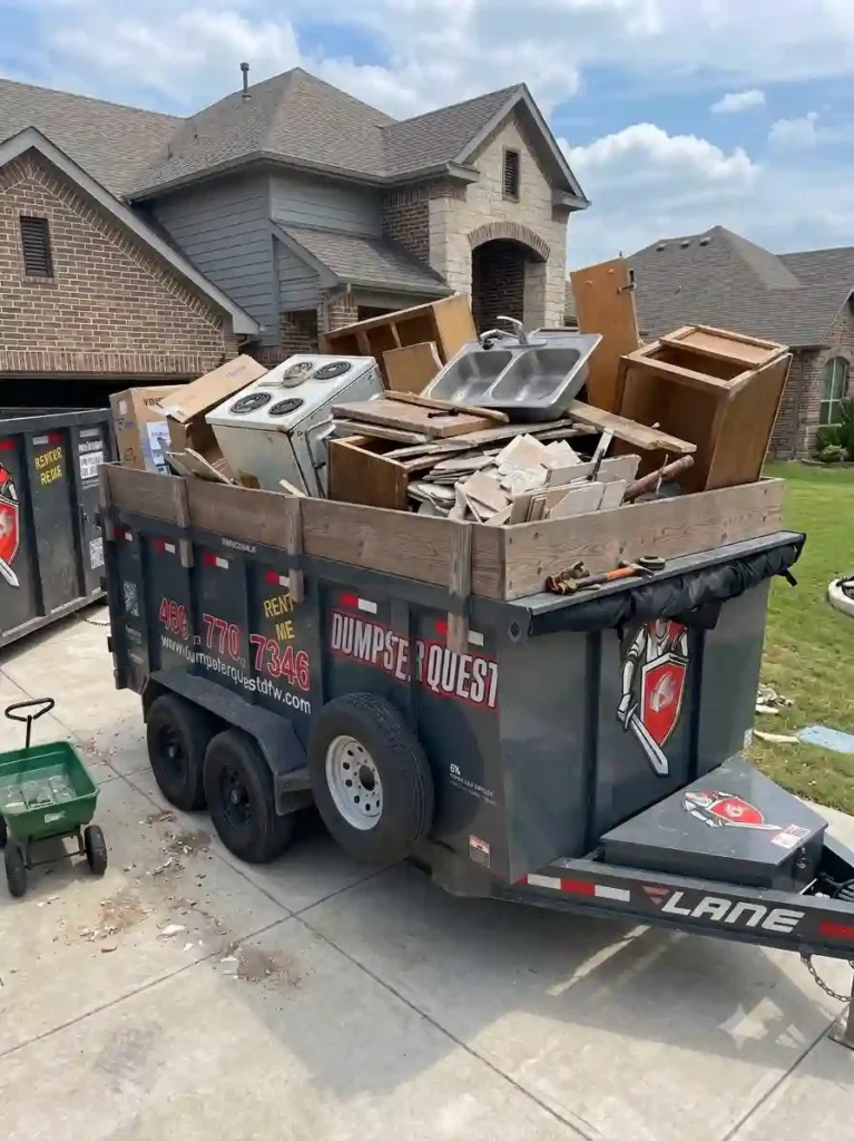 Dump trailer for kitchen remodel debris removal in Allen TX