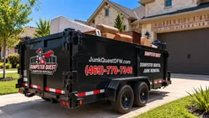 20-yard driveway-safe dumpster rental delivered to a residential driveway in McKinney, North Dallas, TX