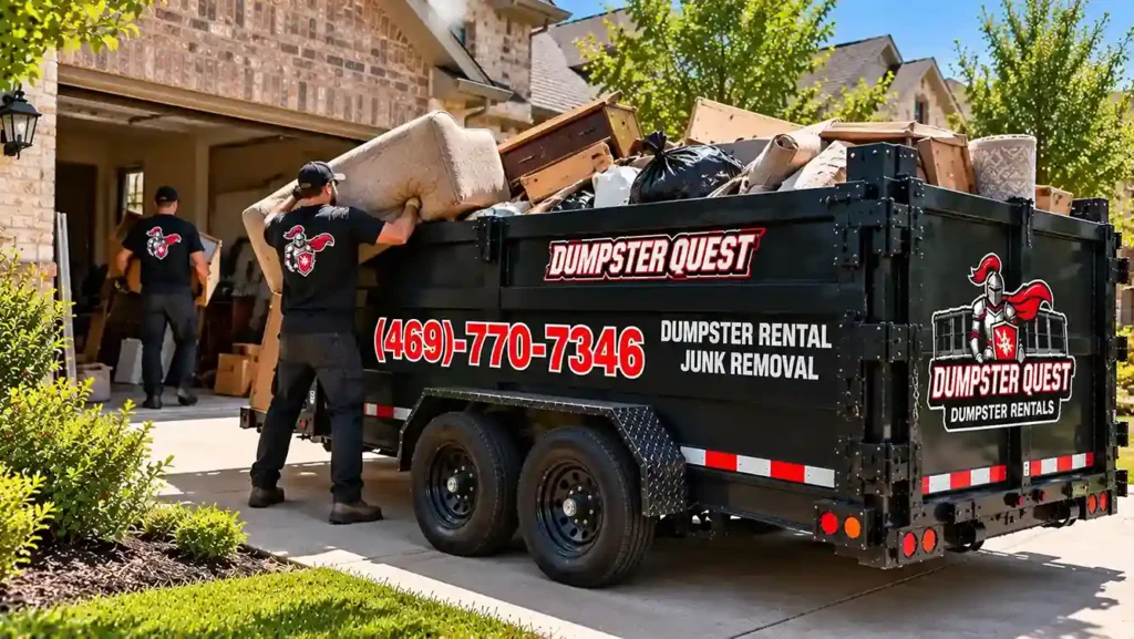 house cleanout dumpster rental duration North Dallas Dumpster Quest DFW